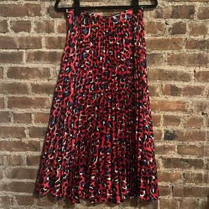 FRNCH Red Leopard Print, Midi Skirt